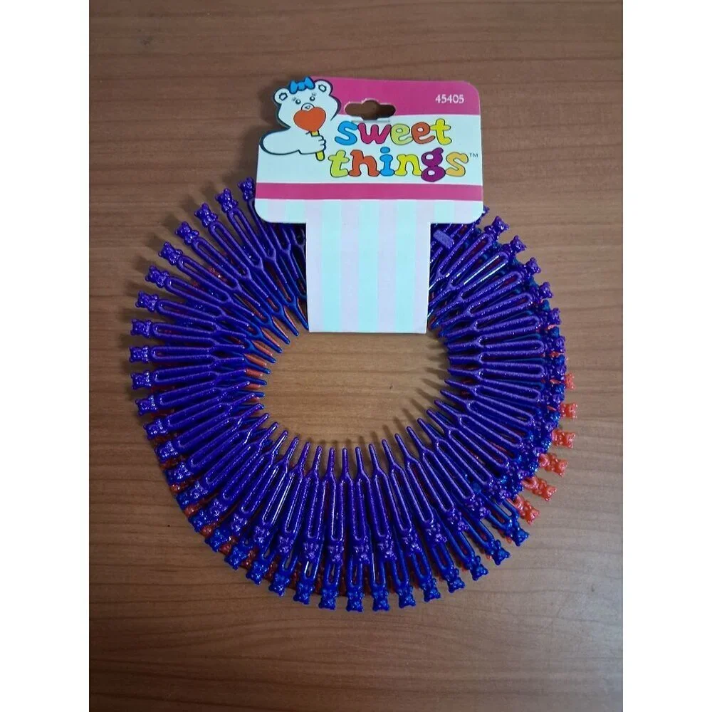 NWT Retro 90s Flex Combs 3 Pack Purple Blue Red Headband Zigzag Stretch Y2K